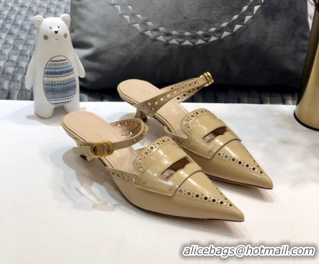 Low Cost Dior Boy-D Perforated Calfskin CD Mules 80mm Heel 80505 Nude 2020