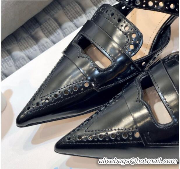 Top Quality Dior Boy-D Perforated Calfskin CD Mules 40mm Heel 80505 Black 2020