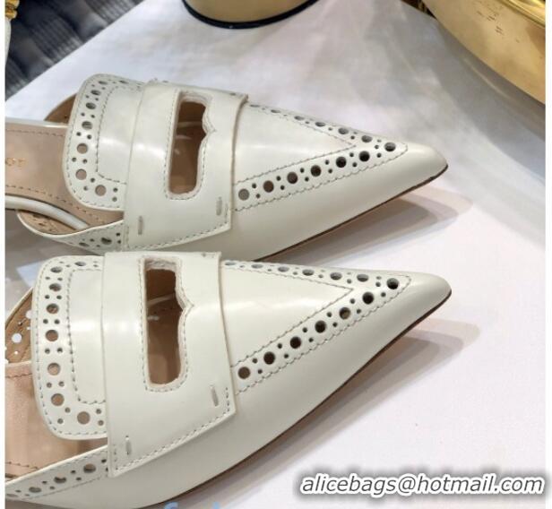 Best Quality Dior Boy-D Perforated Calfskin CD Mules 40mm Heel 80505 White 2020