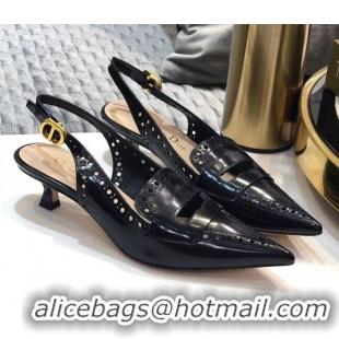 Luxury Hot Dior Boy-D Perforated Calfskin CD Slingback Pumps 40mm Heel 080512 Black 2020