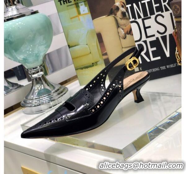 Luxury Hot Dior Boy-D Perforated Calfskin CD Slingback Pumps 40mm Heel 080512 Black 2020