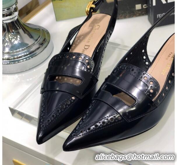 Luxury Hot Dior Boy-D Perforated Calfskin CD Slingback Pumps 40mm Heel 080512 Black 2020