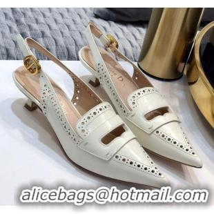 Practical Dior Boy-D Perforated Calfskin CD Slingback Pumps 40mm Heel 080512 White 2020