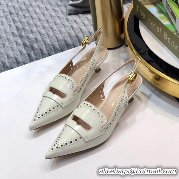 Practical Dior Boy-D Perforated Calfskin CD Slingback Pumps 40mm Heel 080512 White 2020