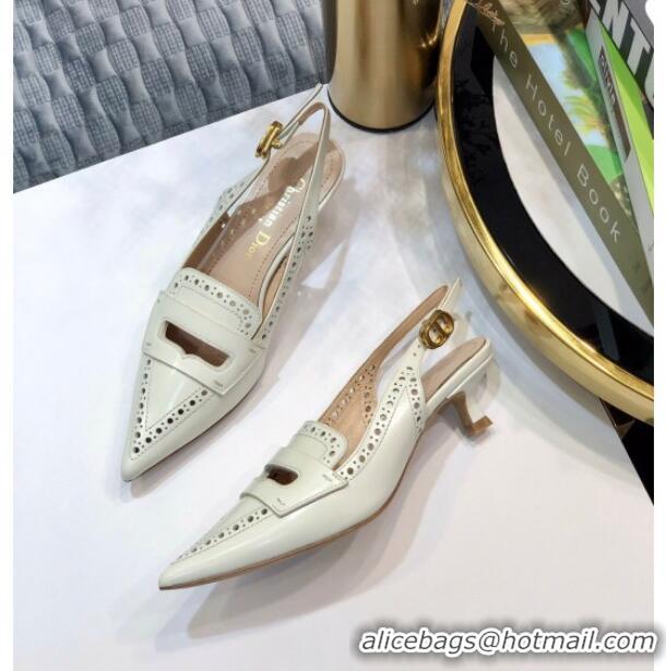 Practical Dior Boy-D Perforated Calfskin CD Slingback Pumps 40mm Heel 080512 White 2020