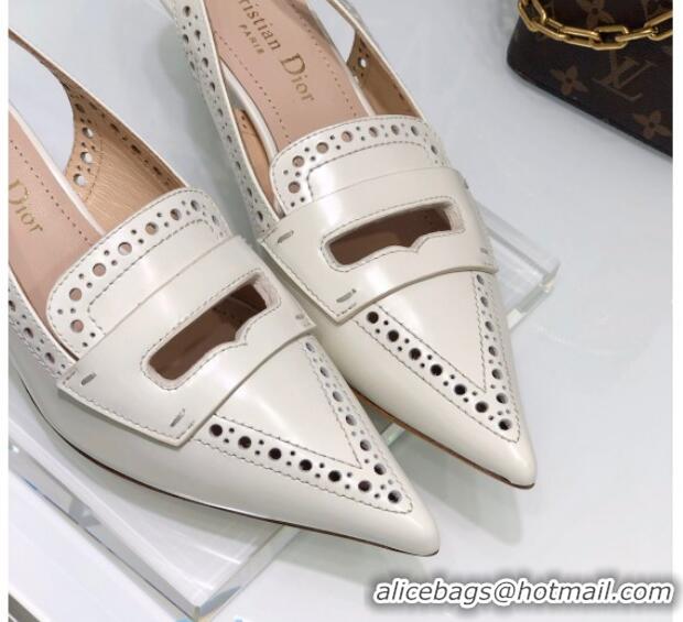 Practical Dior Boy-D Perforated Calfskin CD Slingback Pumps 40mm Heel 080512 White 2020