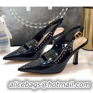 Grade Dior Boy-D Perforated Calfskin CD Slingback Pumps 80mm Heel 080514 Black 2020