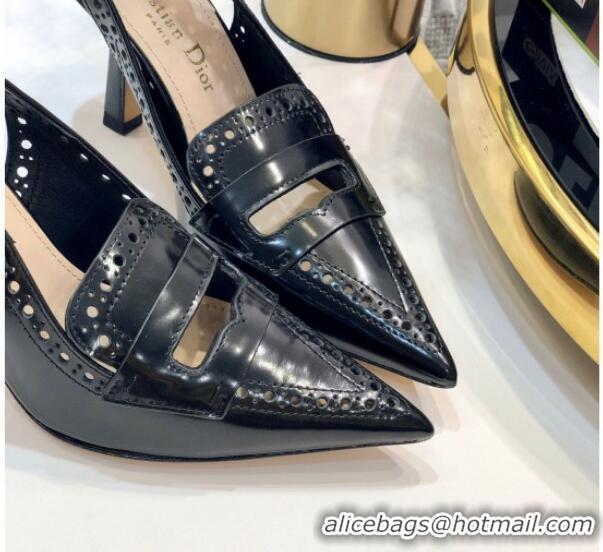 Grade Dior Boy-D Perforated Calfskin CD Slingback Pumps 80mm Heel 080514 Black 2020