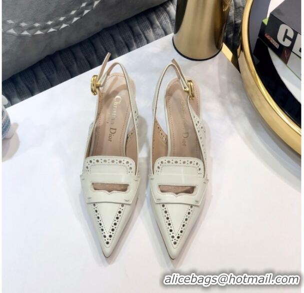 Luxury Classic Dior Boy-D Perforated Calfskin CD Slingback Pumps 80mm Heel 080514 White 2020