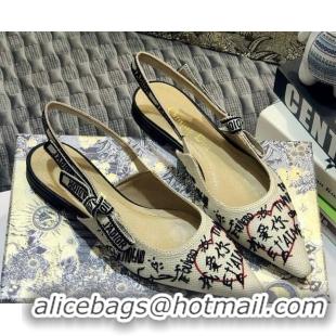 Duplicate Dior J'Adior Dioramour Graffiti Slingback Flat Bellerinas 80741