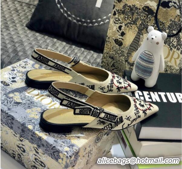 Duplicate Dior J'Adior Dioramour Graffiti Slingback Flat Bellerinas 80741