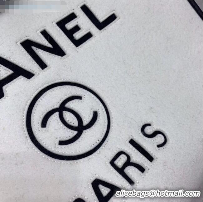 Market Sells Chanel Deauville Wool Felt Large Shopping Bag A93786 White/Black 2019