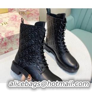 Elegant Dior Logo Embossed Leather Lace-up Ankle Boots 82753 2020