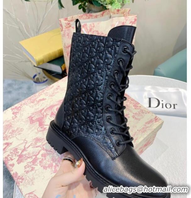 Elegant Dior Logo Embossed Leather Lace-up Ankle Boots 82753 2020