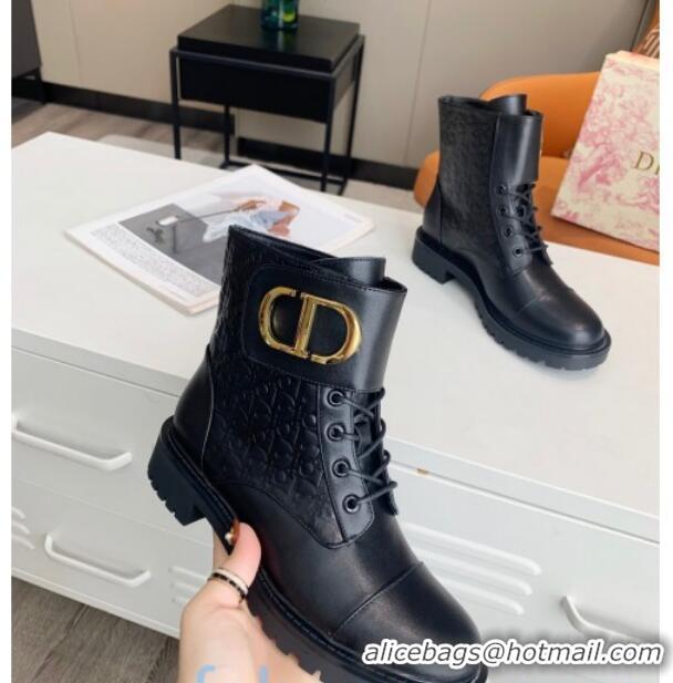 Luxury Classic Dior Logo Embossed Calfskin CD Band Ankle Boots 82755 Black 2020