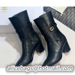 Super Quality Dior Empreinte Heel 70mm Short Boots with CD Strap 00953 Black 2020