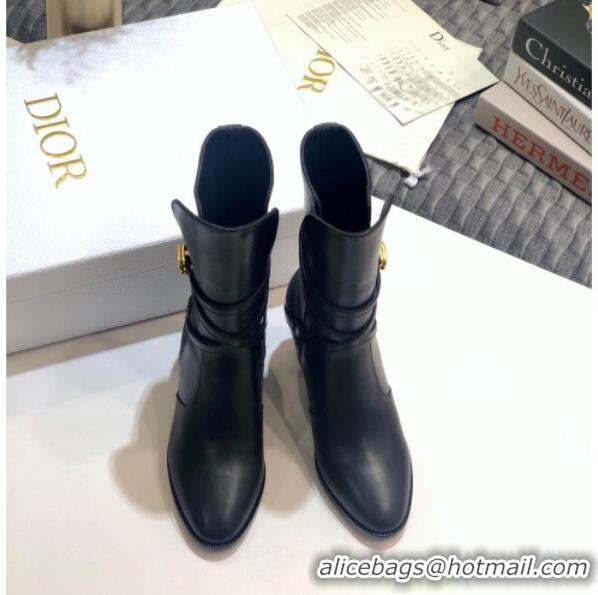 Super Quality Dior Empreinte Heel 70mm Short Boots with CD Strap 00953 Black 2020