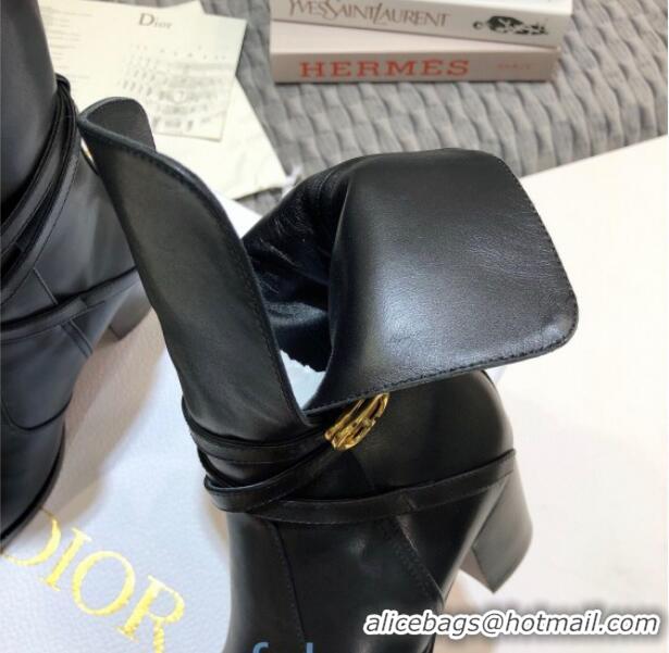 Super Quality Dior Empreinte Heel 70mm Short Boots with CD Strap 00953 Black 2020