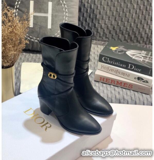 Super Quality Dior Empreinte Heel 70mm Short Boots with CD Strap 00953 Black 2020