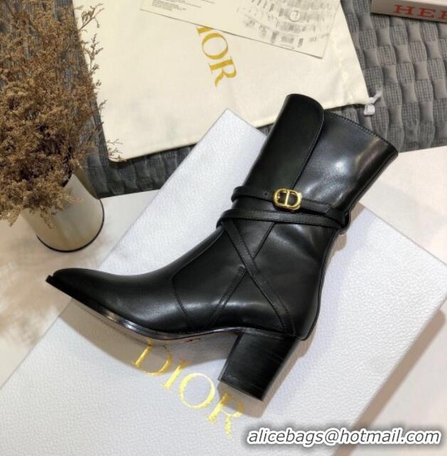 Super Quality Dior Empreinte Heel 70mm Short Boots with CD Strap 00953 Black 2020