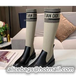 Good Quality Dior J'Adior Fabric and Calfskin Medium-High Boots 91021 Grey/Black 2020