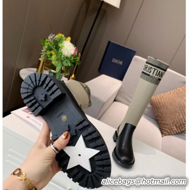 Good Quality Dior J'Adior Fabric and Calfskin Medium-High Boots 91021 Grey/Black 2020