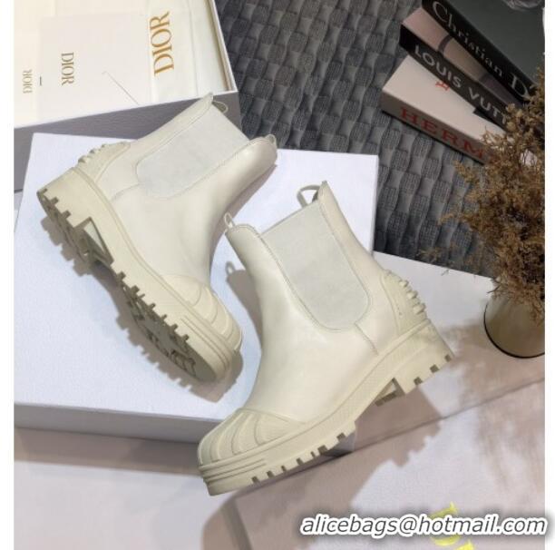 Good Quality Dior Iron Calfskin Short Boots 91046 White 2020