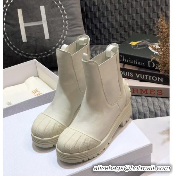 Good Quality Dior Iron Calfskin Short Boots 91046 White 2020