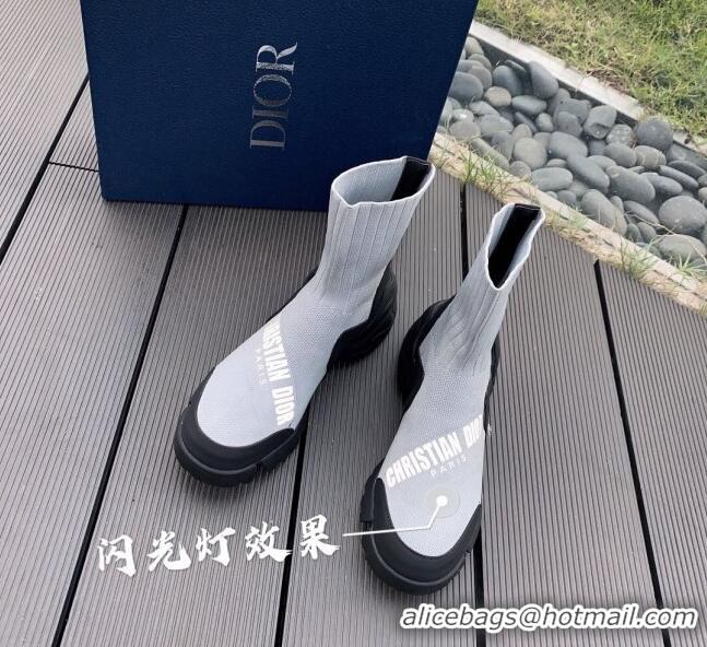 Stylish Dior Knit Sock Short Boots 91141 Grey 2020