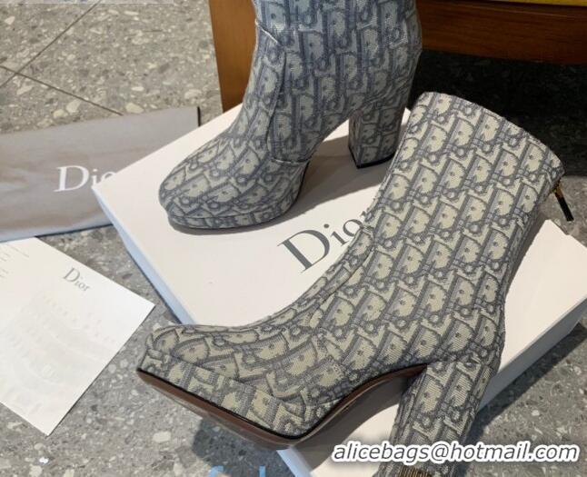 Cheap Price Dior Oblique Canvas Platform Heel 10cm Short Boots 92122 Grey 2020