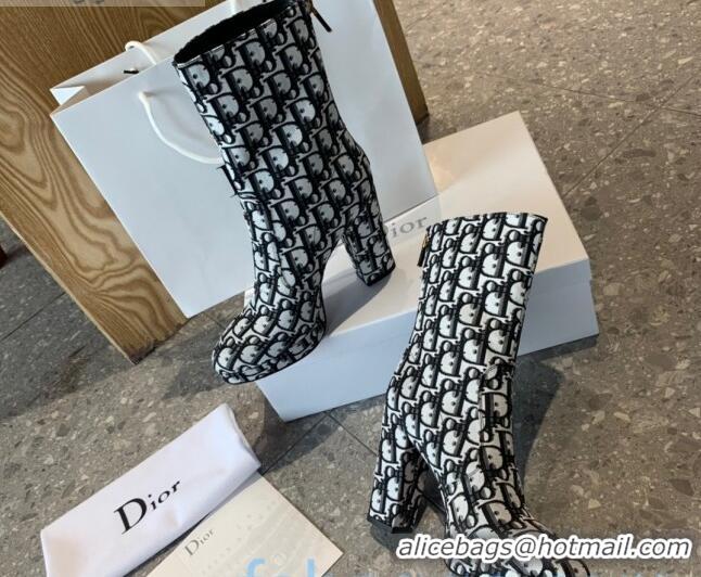 Good Product Dior Oblique Canvas Platform Heel 10cm Short Boots 92122 Blue/Black 2020