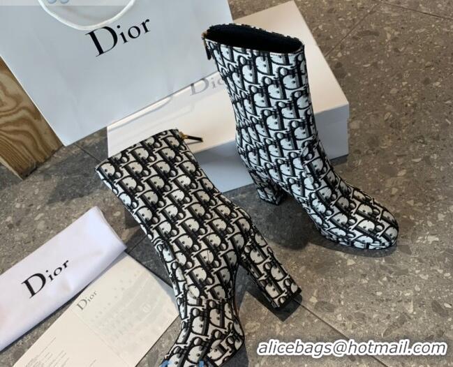 Good Product Dior Oblique Canvas Platform Heel 10cm Short Boots 92122 Blue/Black 2020