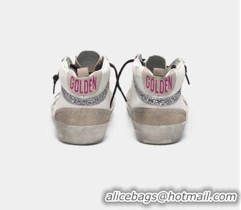 New Design Golden Goose GGDB Mid-Star Sneakers In Leather With Snakeskin-print Star And Glitter Inserts GGBD23