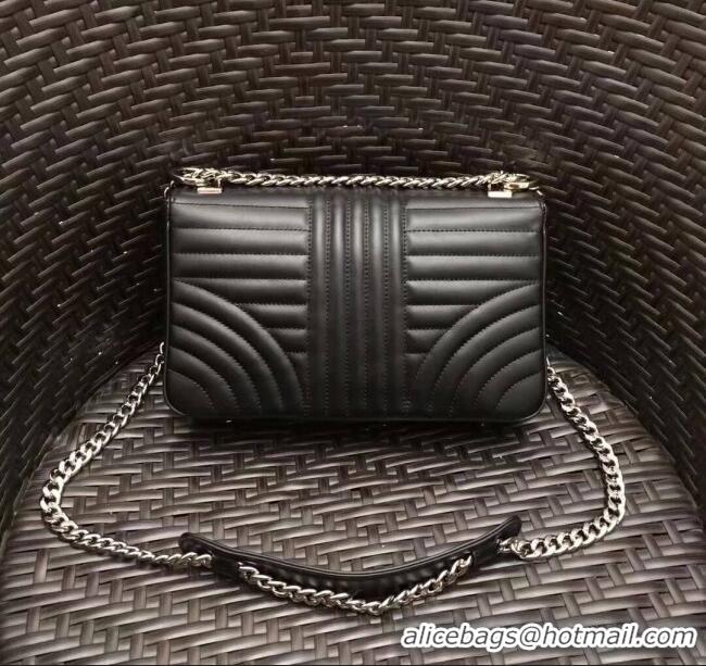 Top Quality Prada Diagramme Leather Flap Shoulder Bag 1BD108 Black Silver