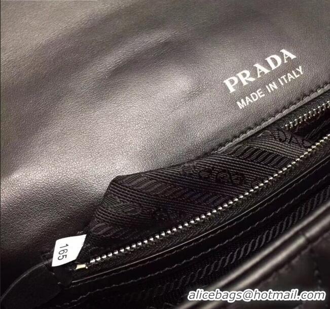 Top Quality Prada Diagramme Leather Flap Shoulder Bag 1BD108 Black Silver