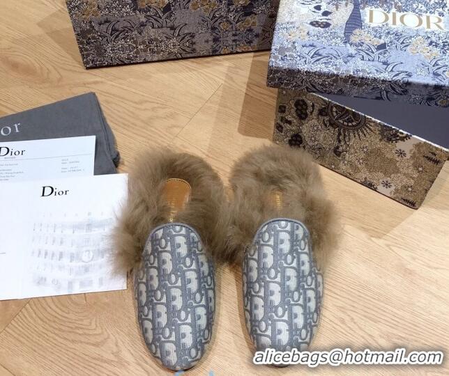 Best Price Dior Dway Embroidered Cotton Flat Wool Slipper Mules 92131 2020