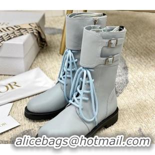 Stylish Dior D-Trap Wax Calfskin Short Boots with Double Buckles 92224 Grey 2020