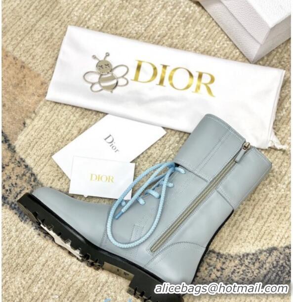 Stylish Dior D-Trap Wax Calfskin Short Boots with Double Buckles 92224 Grey 2020