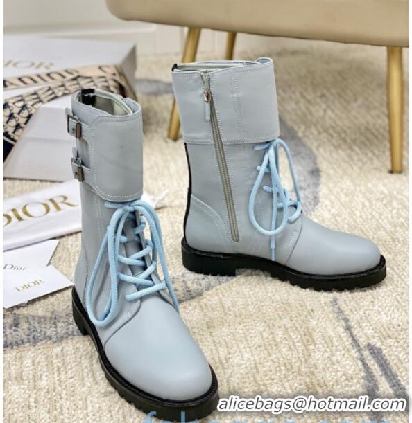 Stylish Dior D-Trap Wax Calfskin Short Boots with Double Buckles 92224 Grey 2020