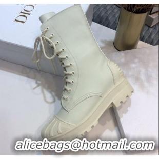 Perfect Dior D-Trap Wax Calfskin Short Boots with Double Buckles 92224 White 2020