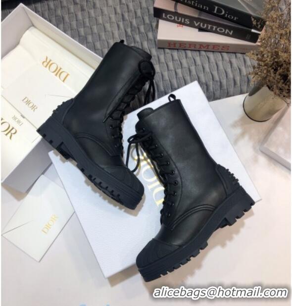 Best Grade Dior D-Major Calfskin Lace-up Short Boots 92318 Black 2020