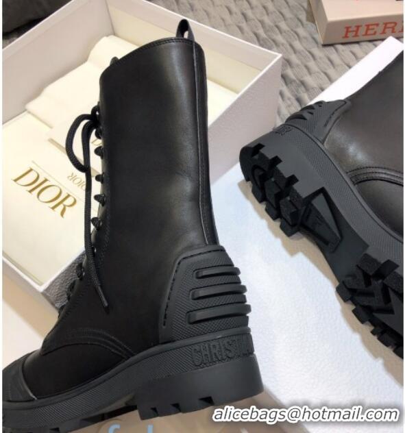 Best Grade Dior D-Major Calfskin Lace-up Short Boots 92318 Black 2020