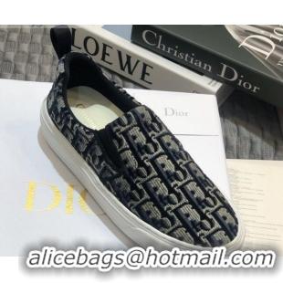 Best Price Dior Solar Slip-on Sneakers in Oblique Embroidered Velvet 92501 Blue 2020