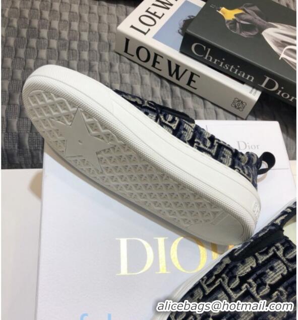 Best Price Dior Solar Slip-on Sneakers in Oblique Embroidered Velvet 92501 Blue 2020