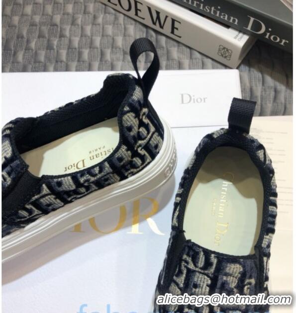 Best Price Dior Solar Slip-on Sneakers in Oblique Embroidered Velvet 92501 Blue 2020