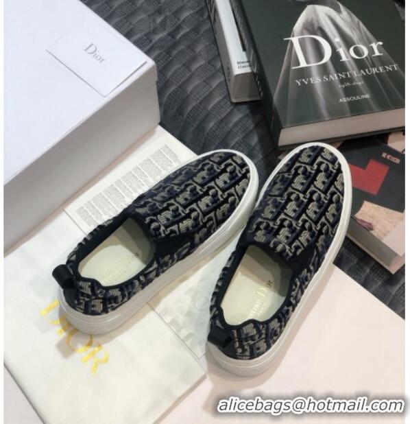 Best Price Dior Solar Slip-on Sneakers in Oblique Embroidered Velvet 92501 Blue 2020