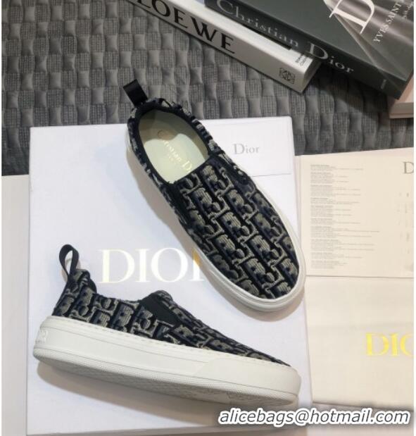 Best Price Dior Solar Slip-on Sneakers in Oblique Embroidered Velvet 92501 Blue 2020