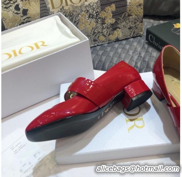 Sumptuous Dior J'Adior Patent Calfskin Mary Jane Pumps with Metal Buckle 92513 Red 2020