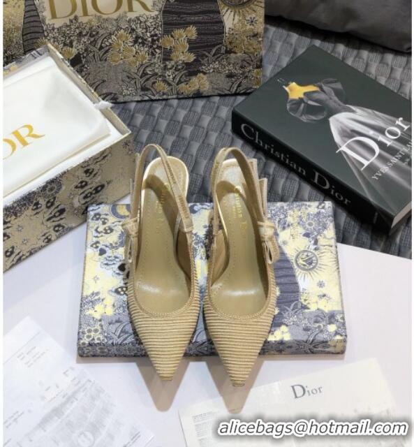 Classic Hot Dior J'Adior Slingback Pumps 65mm in Metallic Thread Embroidered Cotton 92518 Gold 2020