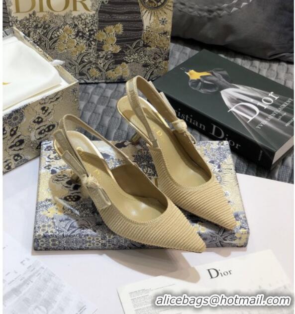 Classic Hot Dior J'Adior Slingback Pumps 65mm in Metallic Thread Embroidered Cotton 92518 Gold 2020